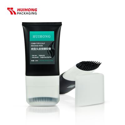 D50100mlブラックアルミプラスチックヘアスカルプトリートメントマッサージLDPEコームスクイーズローションチューブスイッチ付き